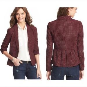 Loft Maroon Polka Dot Blazer Coat